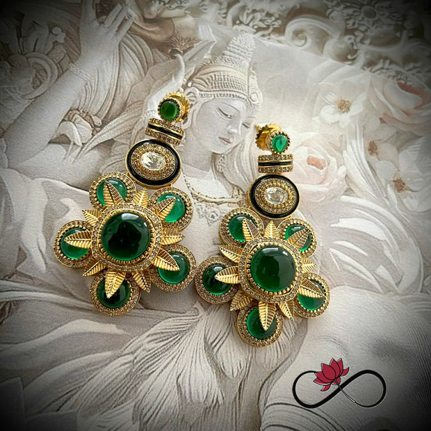 Emerald Green Floral Earring