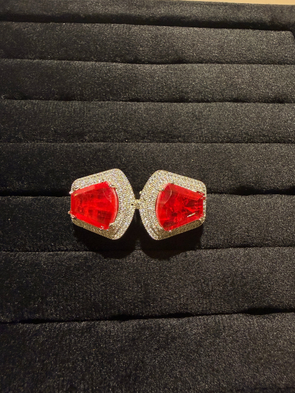 Luxe Geometric Stone Double Finger Ring