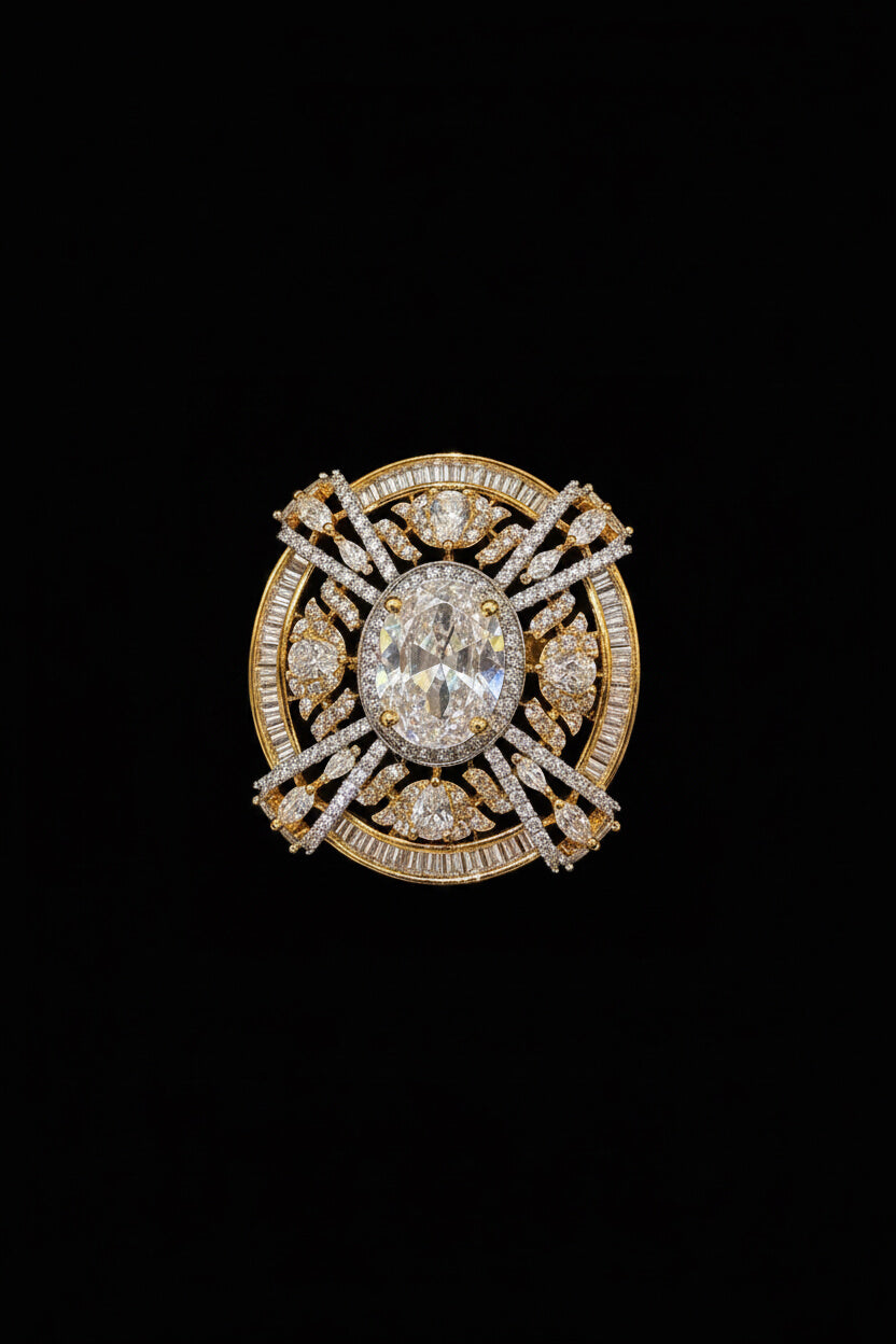 Grand Sunburst Halo Cocktail Ring