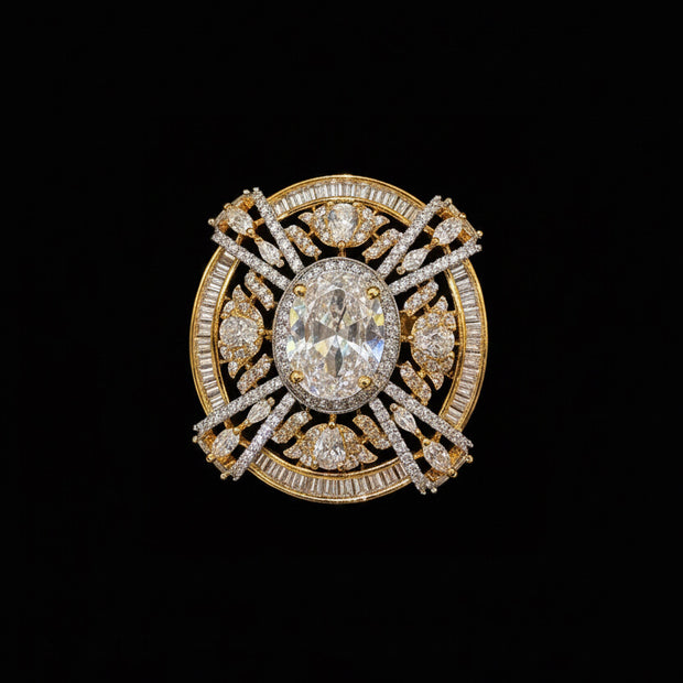 Grand Sunburst Halo Cocktail Ring