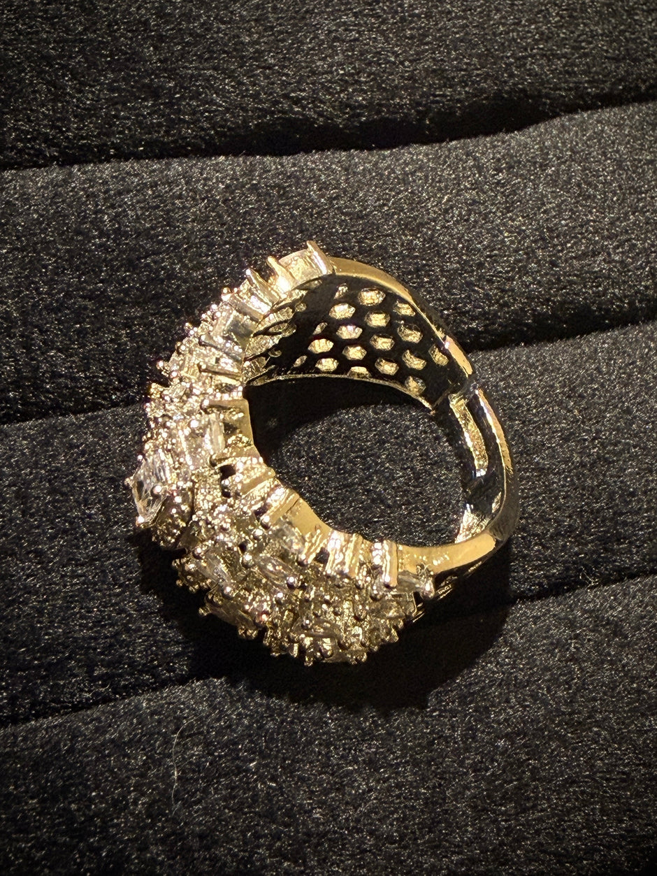 Green & White Center Stone Halo Ring