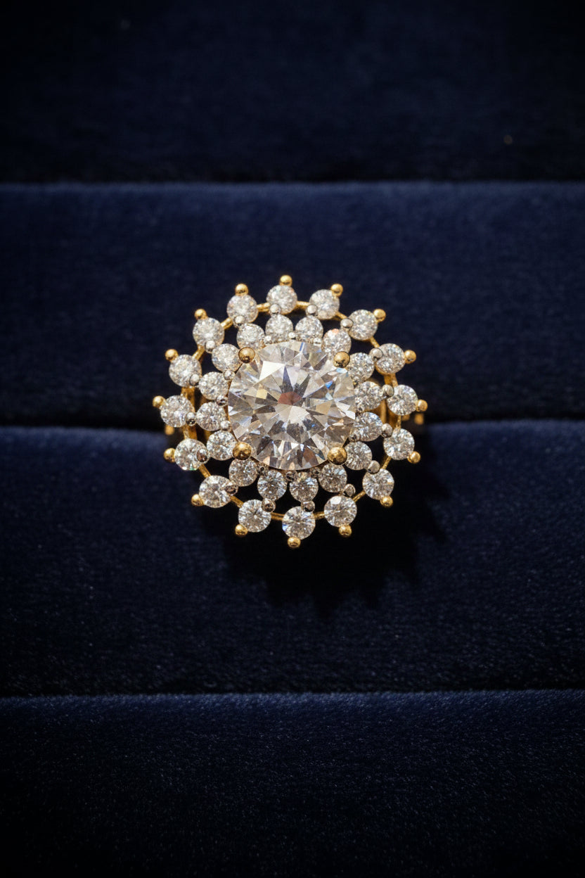 Grand Double Floral Halo Ring