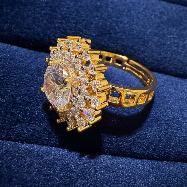 Grand Double Floral Halo Ring