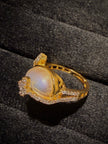 Pearl‑Glow Floral Couture Ring