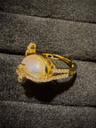 Pearl‑Glow Floral Couture Ring