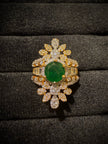 Royal Floral Sunburst Cocktail Halo Ring