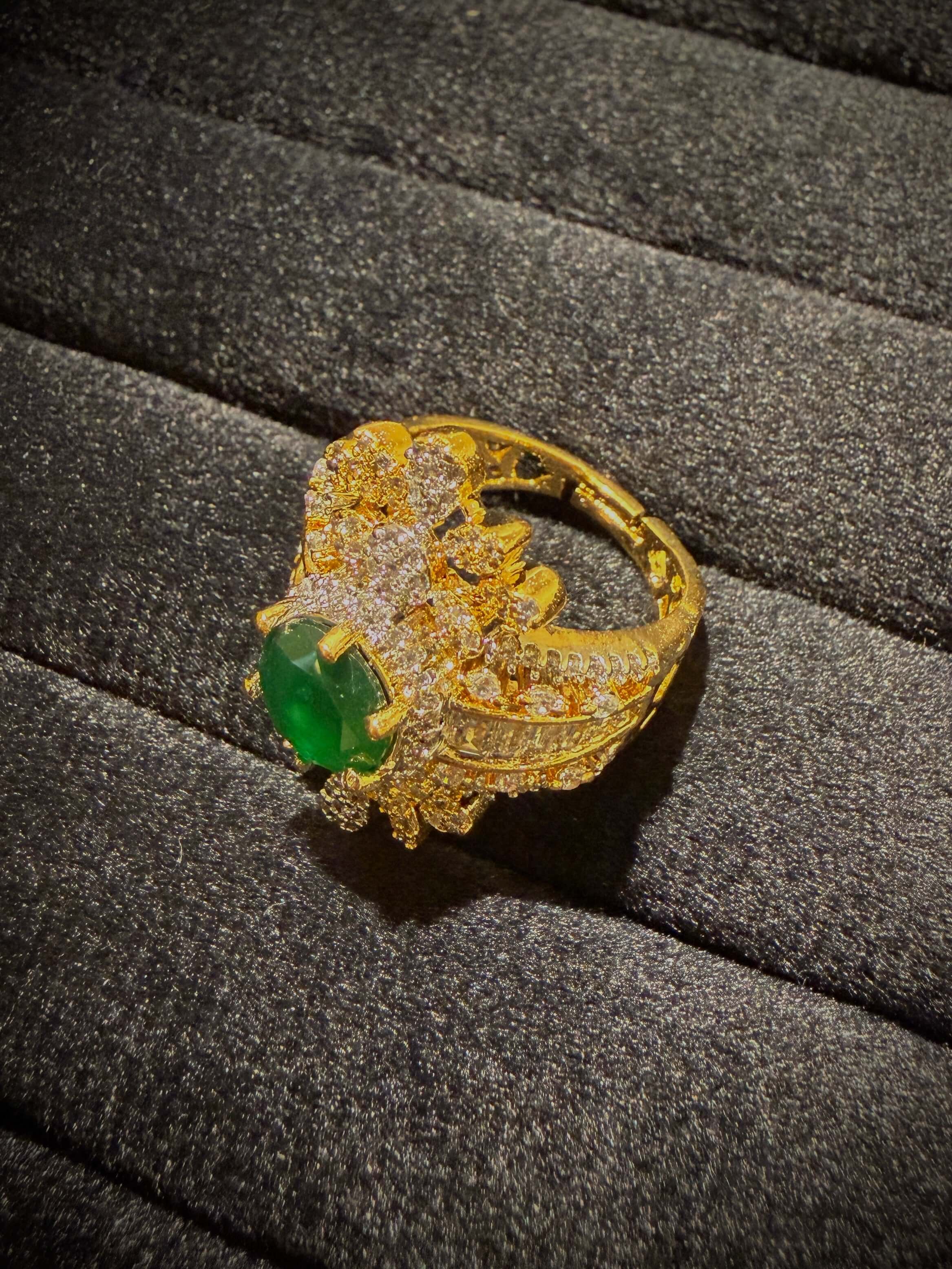Royal Floral Sunburst Cocktail Halo Ring