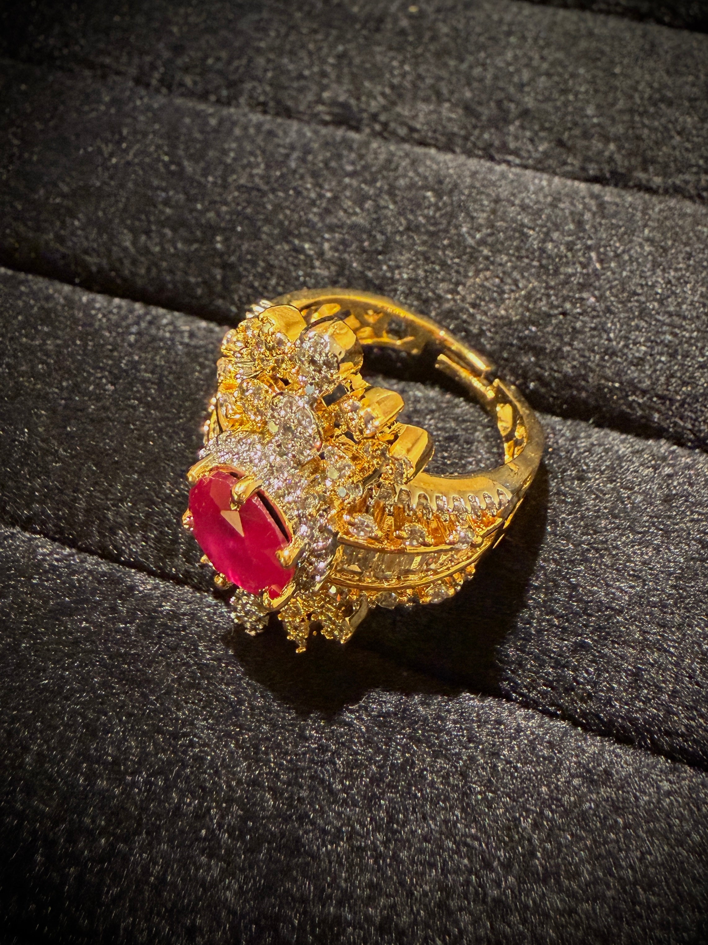 Royal Floral Sunburst Cocktail Halo Ring