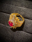 Royal Floral Sunburst Cocktail Halo Ring