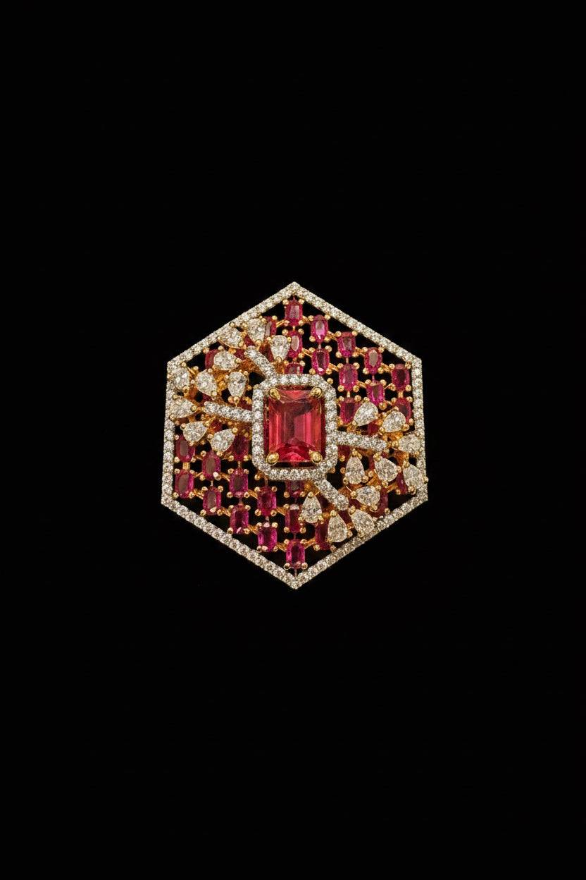 Royal Hexagon Multi-Stone Cocktail Ring