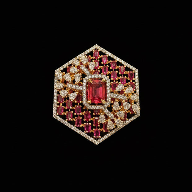 Royal Hexagon Multi-Stone Cocktail Ring