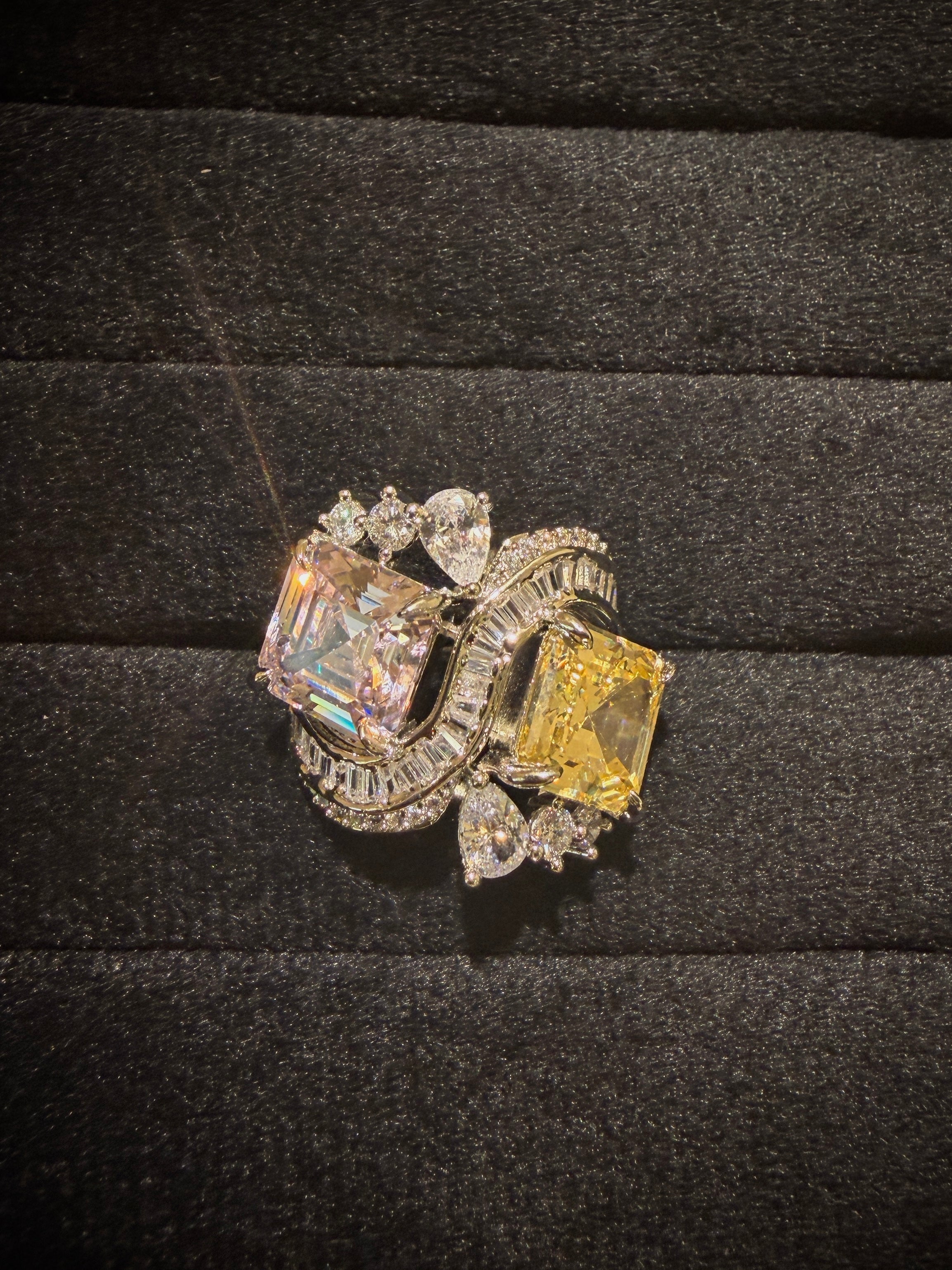 Luxury Dual Stone Wave Cocktail Ring