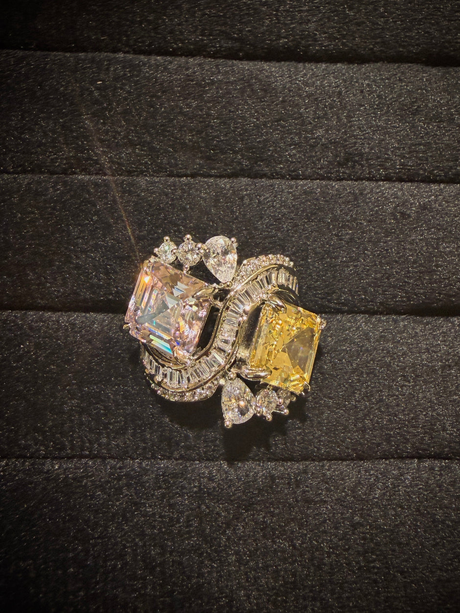 Luxury Dual Stone Wave Cocktail Ring
