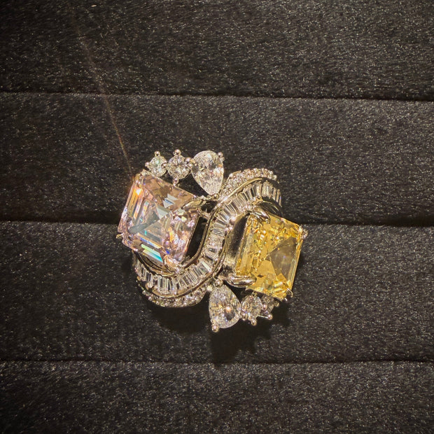 Luxury Dual Stone Wave Cocktail Ring