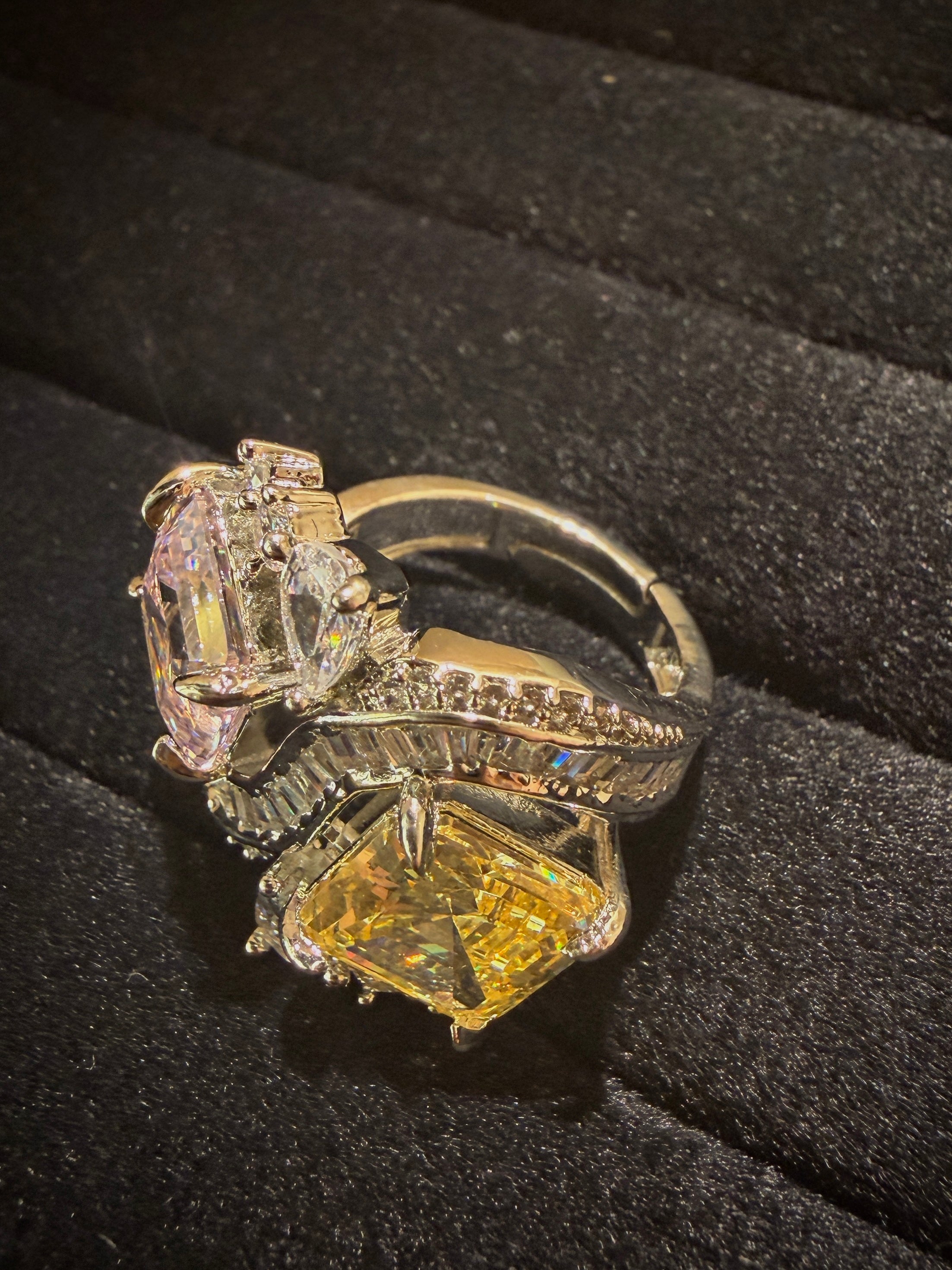 Luxury Dual Stone Wave Cocktail Ring