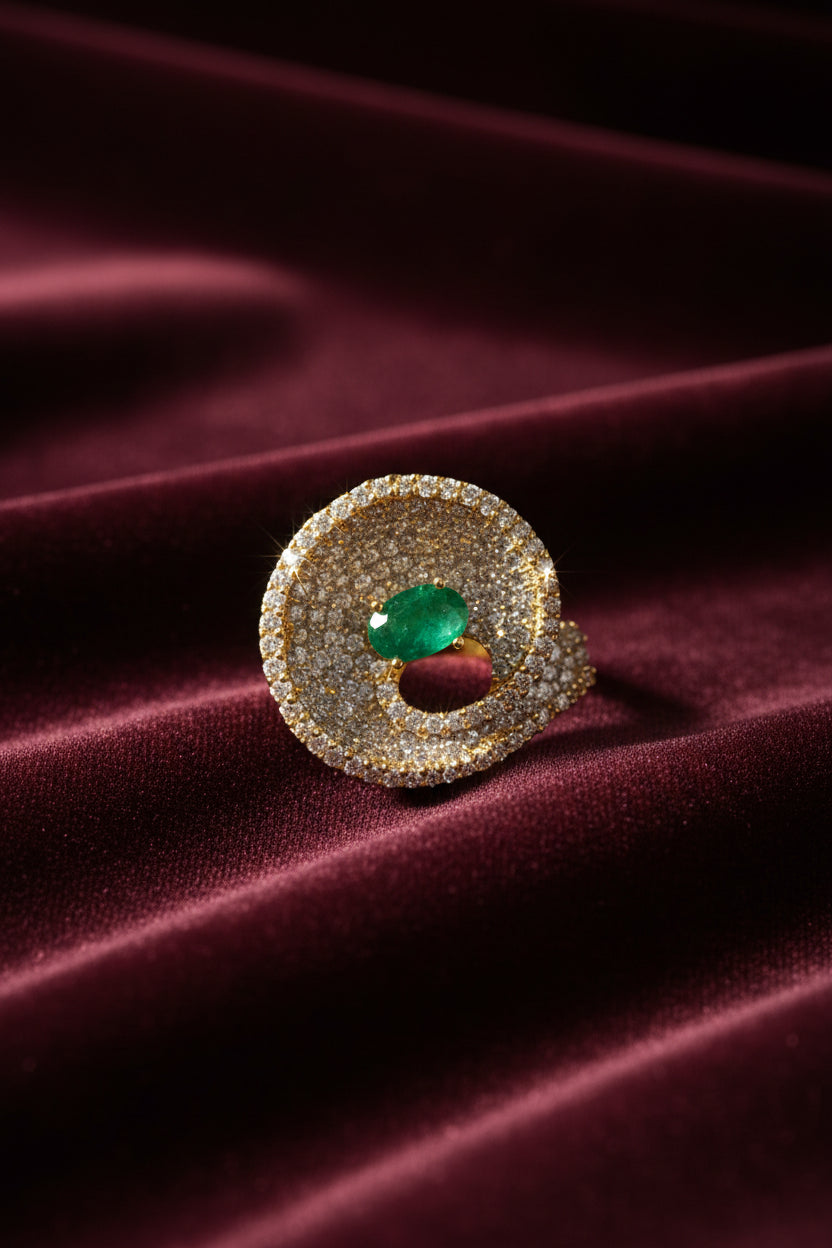 Swirl Pavé Designer Ring