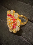Royal Floral Cluster Ruby & Diamond Ring