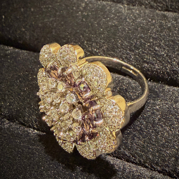 Royal Floral Cluster Ruby & Diamond Ring