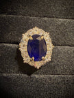 Royal Blue Oval Halo Ring