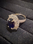 Royal Blue Oval Halo Ring