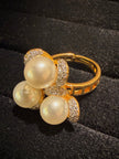 Royal Triple Pearl Cluster Ring