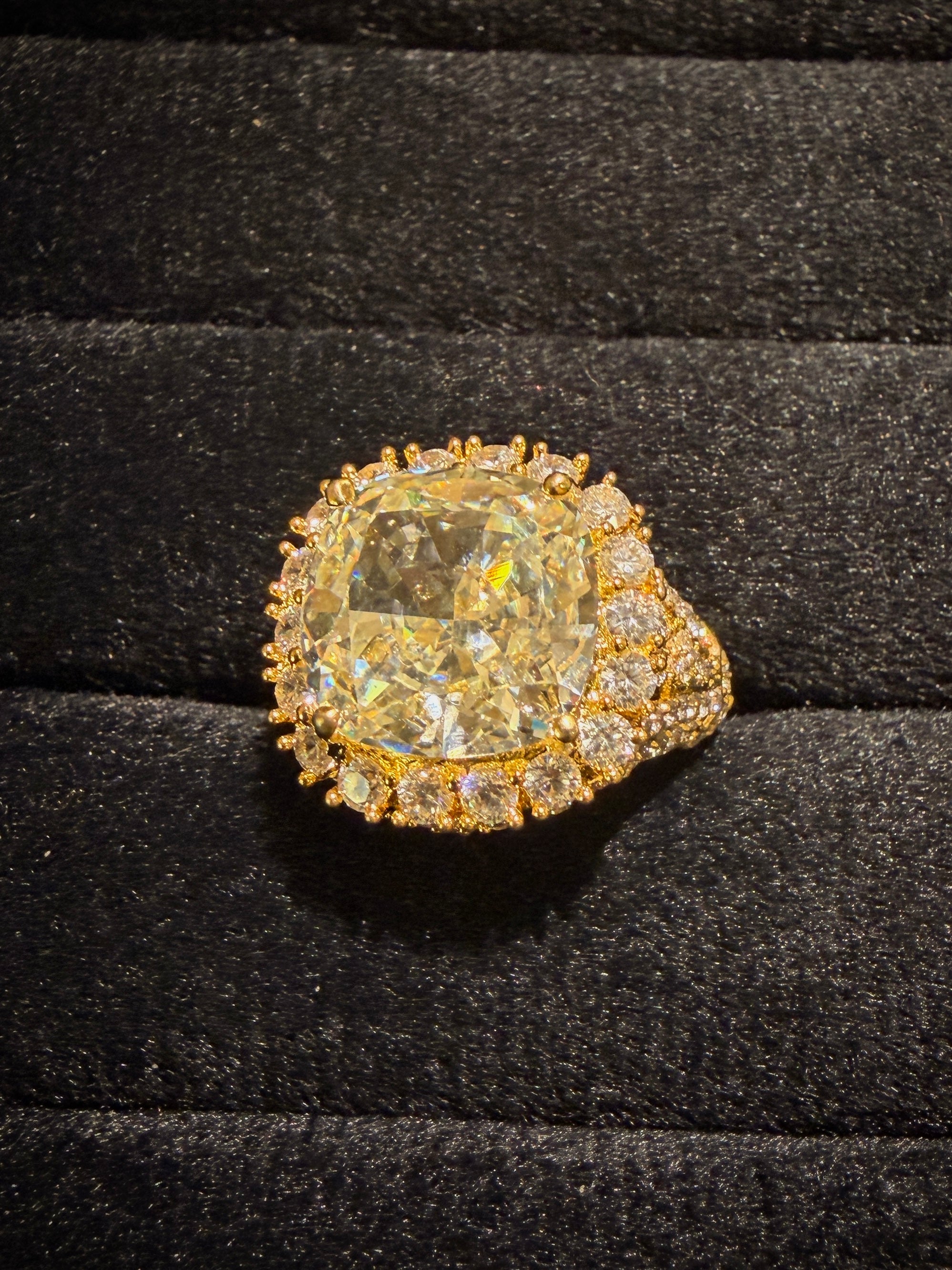 Royal Cushion Crystal Designer Halo Ring