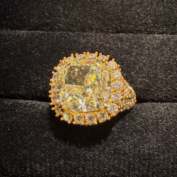 Royal Cushion Crystal Designer Halo Ring
