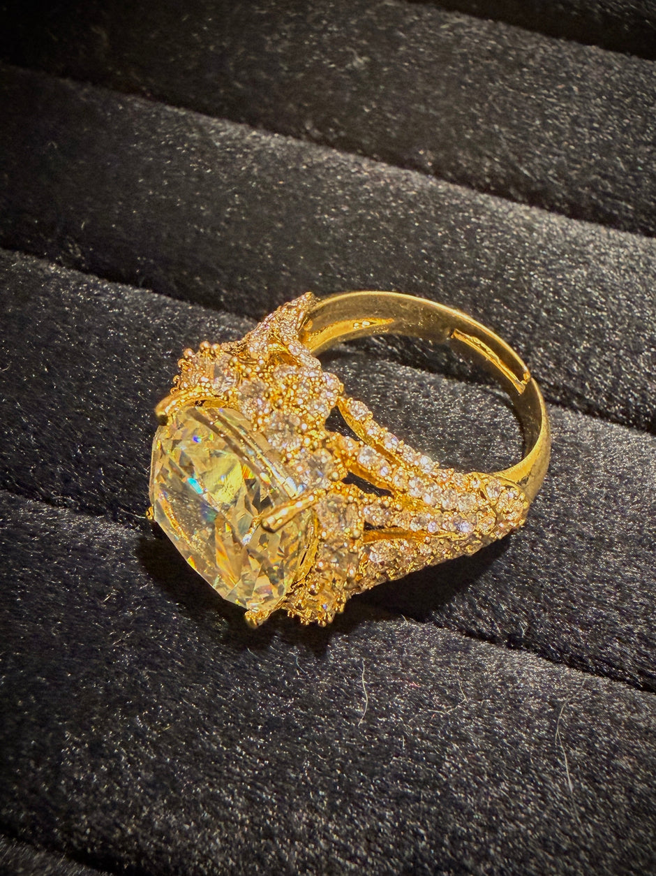Royal Cushion Crystal Designer Halo Ring