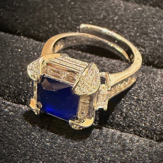 Blue Square-Cut Royal Designer Ring