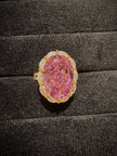 Pink Oval Halo Designer Ring