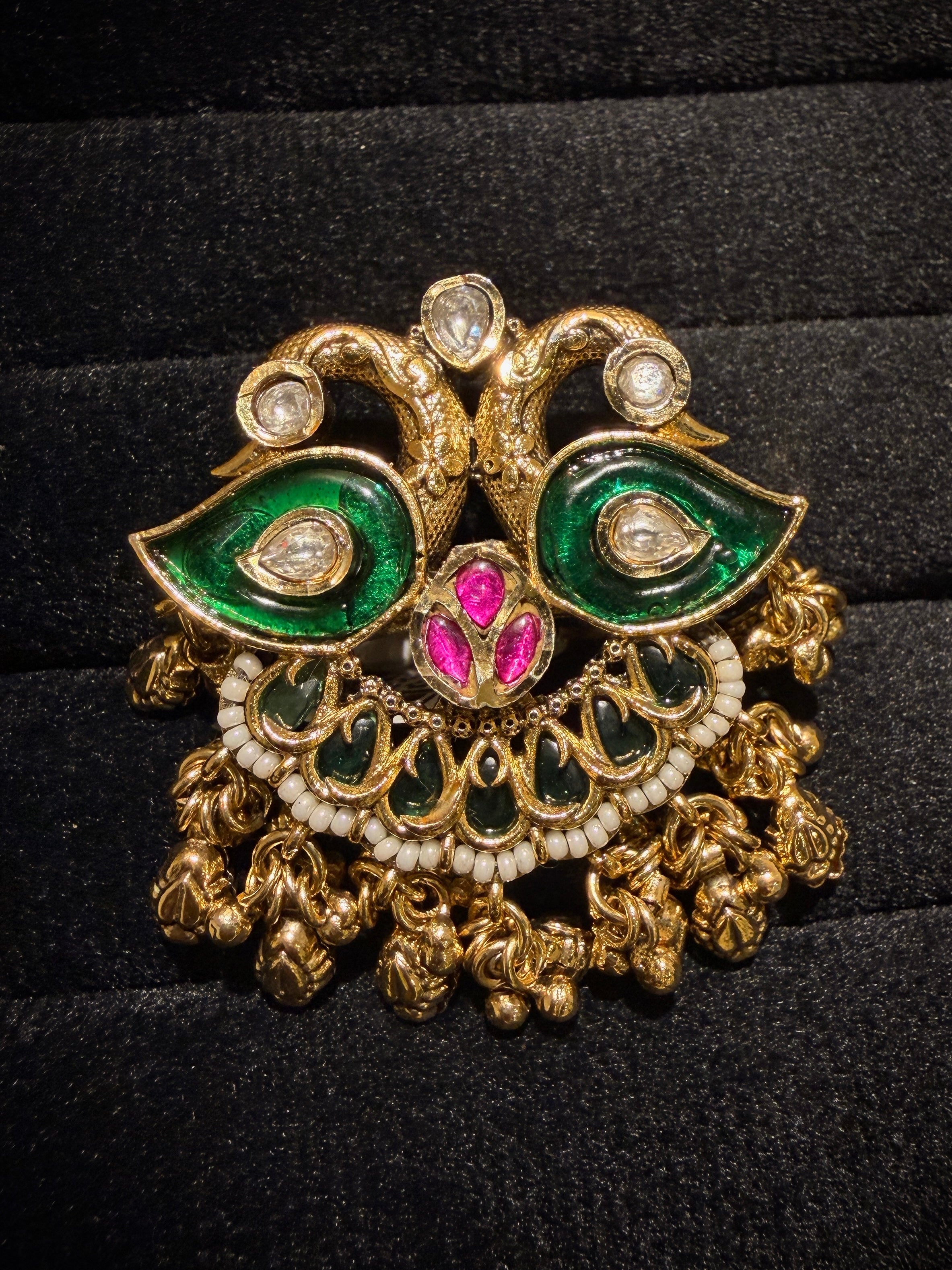 Dual Peacock Gungroo Rajwadi Ring