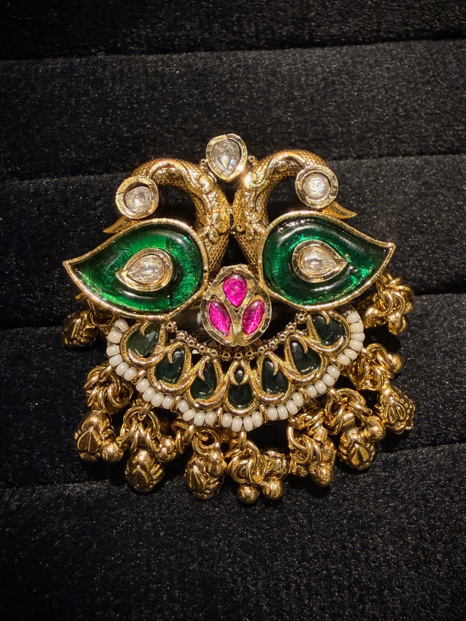 Dual Peacock Gungroo Rajwadi Ring