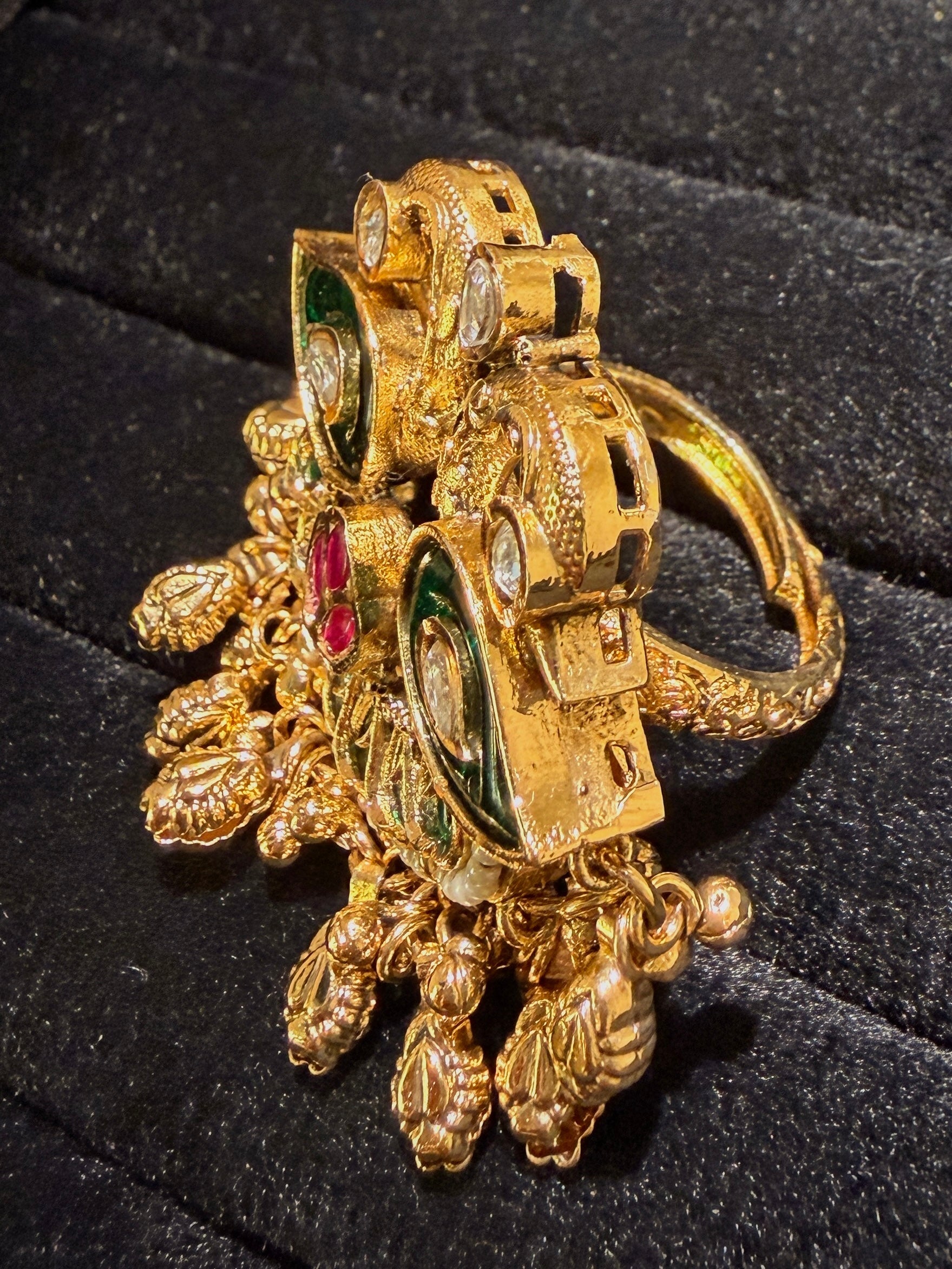 Dual Peacock Gungroo Rajwadi Ring