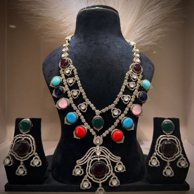 Navratna Gems Fusion Necklace Set
