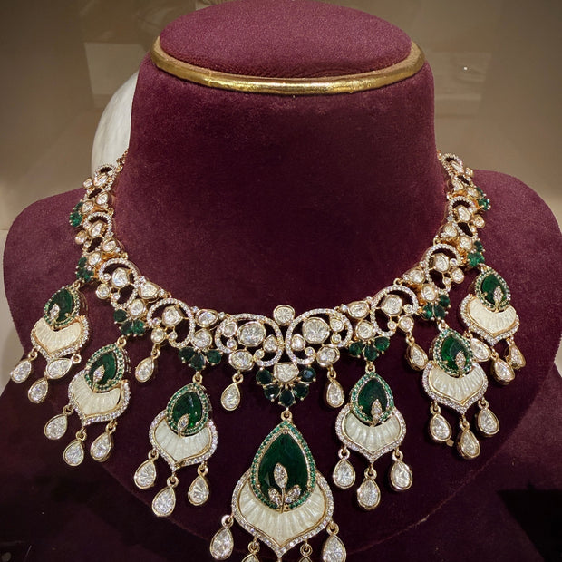 Regal Emerald & Ruby MOP Drop Choker Set