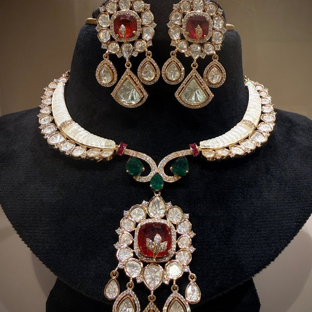 Ruby MOP Polki Hasli Choker Set