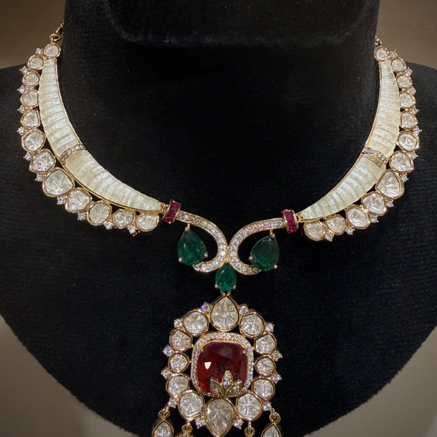 Ruby MOP Polki Hasli Choker Set