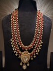 Regal Ruby Polki Double‑Layer Haar Necklace Set