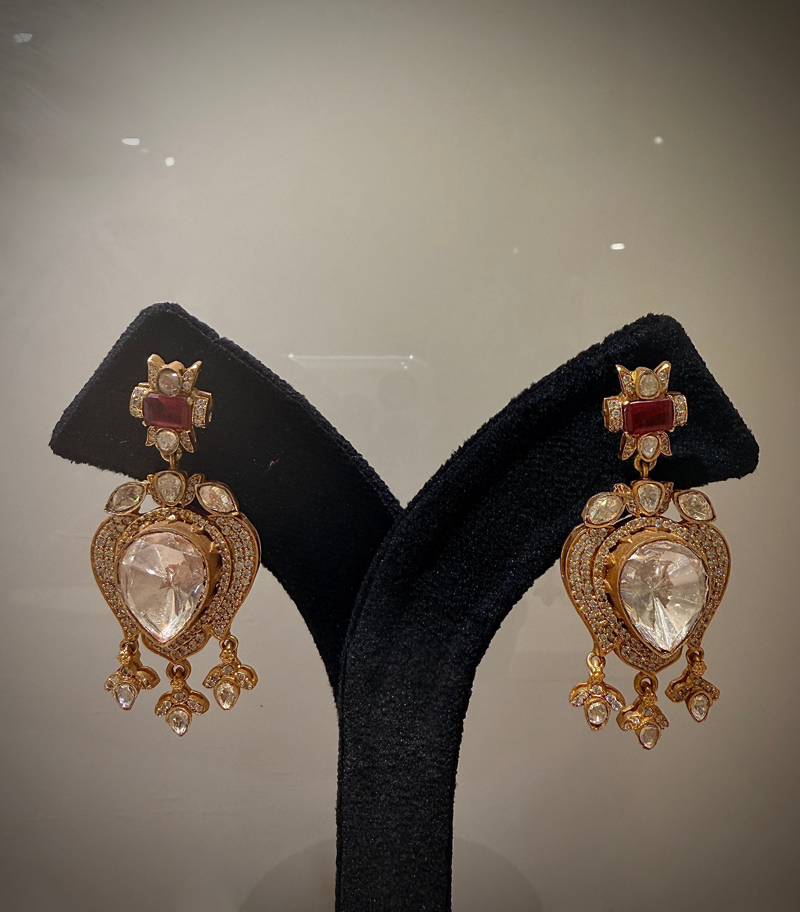 Regal Ruby Polki Double‑Layer Haar Necklace Set