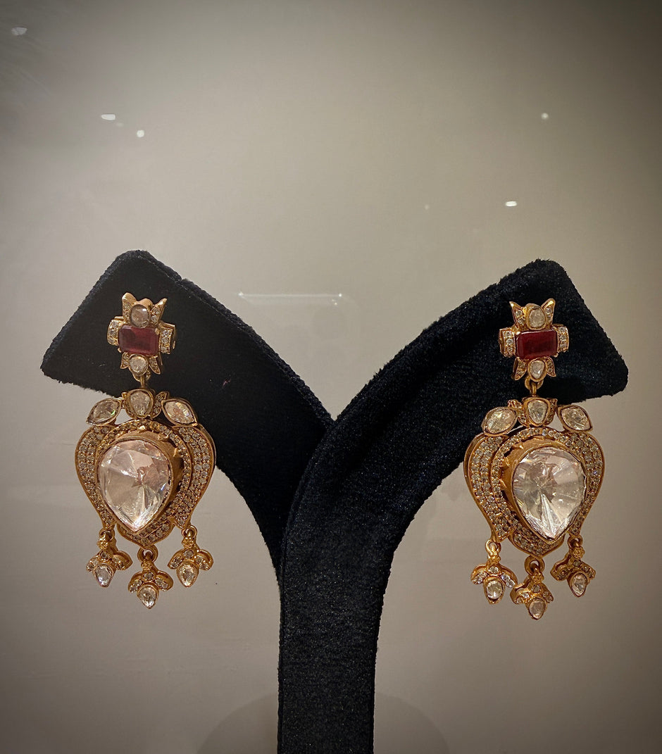 Regal Ruby Polki Double‑Layer Haar Necklace Set
