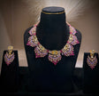 Opulent Yellow‑Pink Crystal Couture Necklace Set
