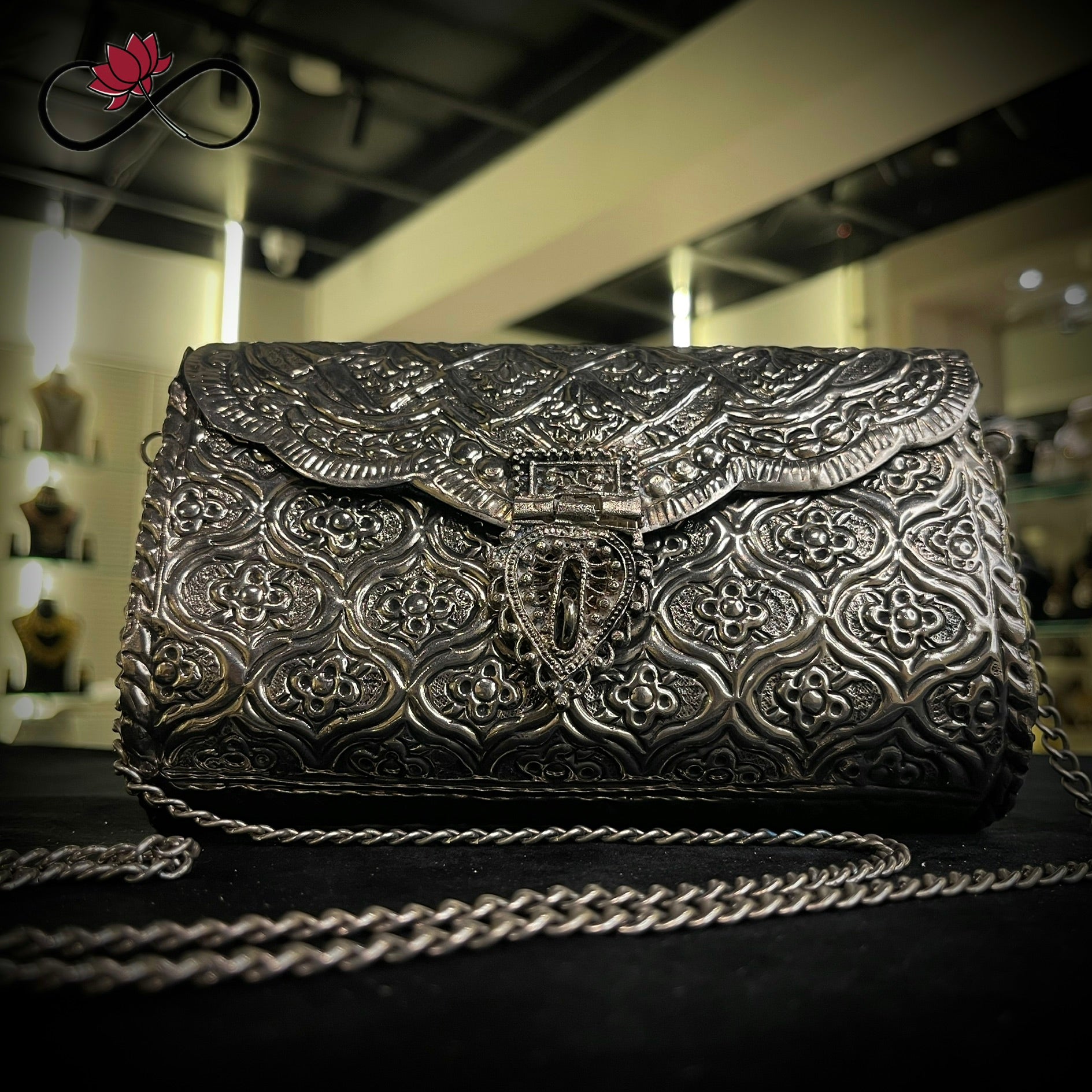 Heritage Oxidised Silver Handcrafted Brass Clutch