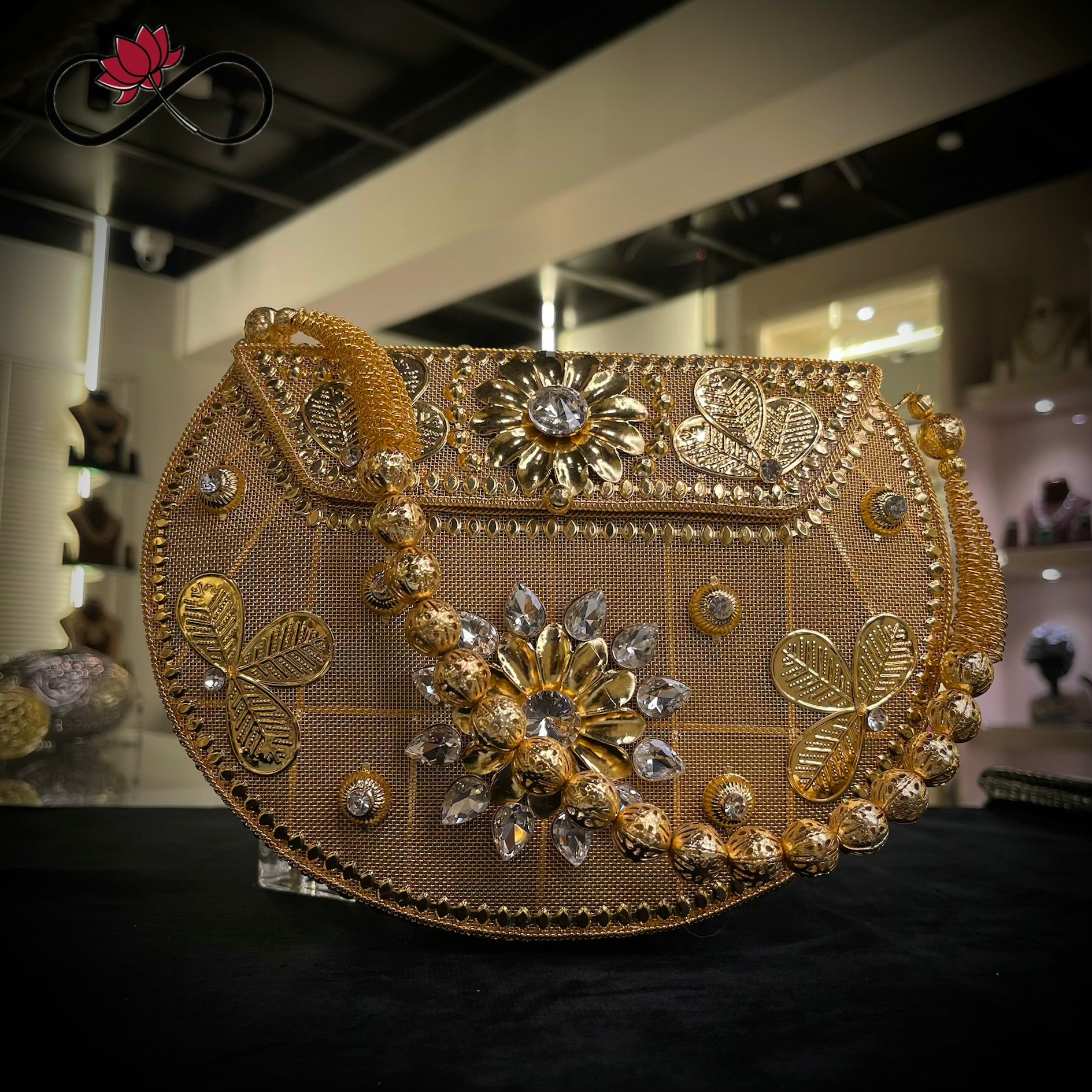 Majestic Golden Heritage Handcrafted Brass Bag