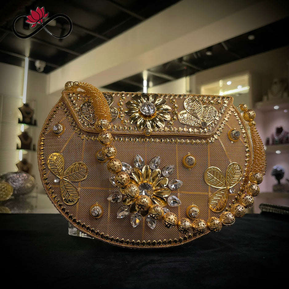 Majestic Golden Heritage Handcrafted Brass Bag