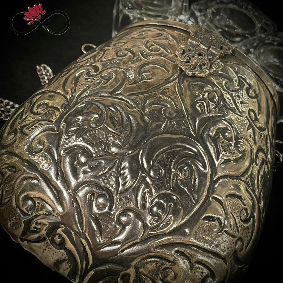 Modern Regal Oxidised Silver Handcrafted Brass Clutch