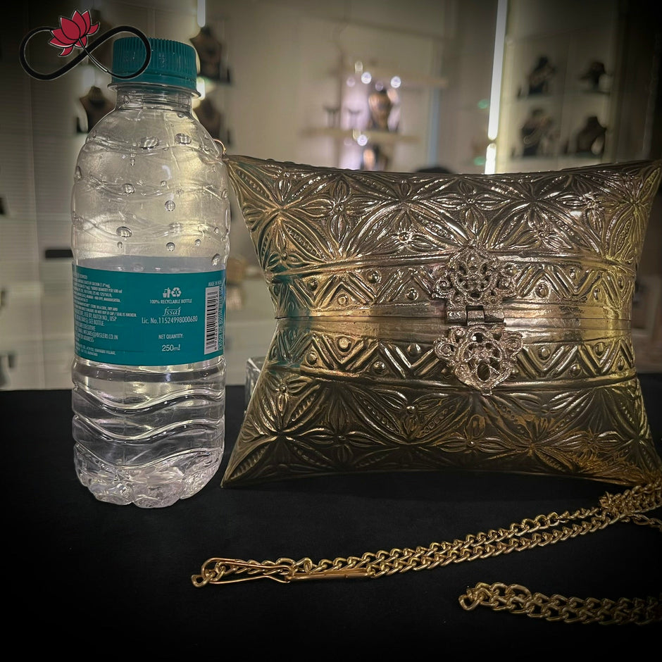 Timeless Golden Leaf Handcrafted Brass Clutch
