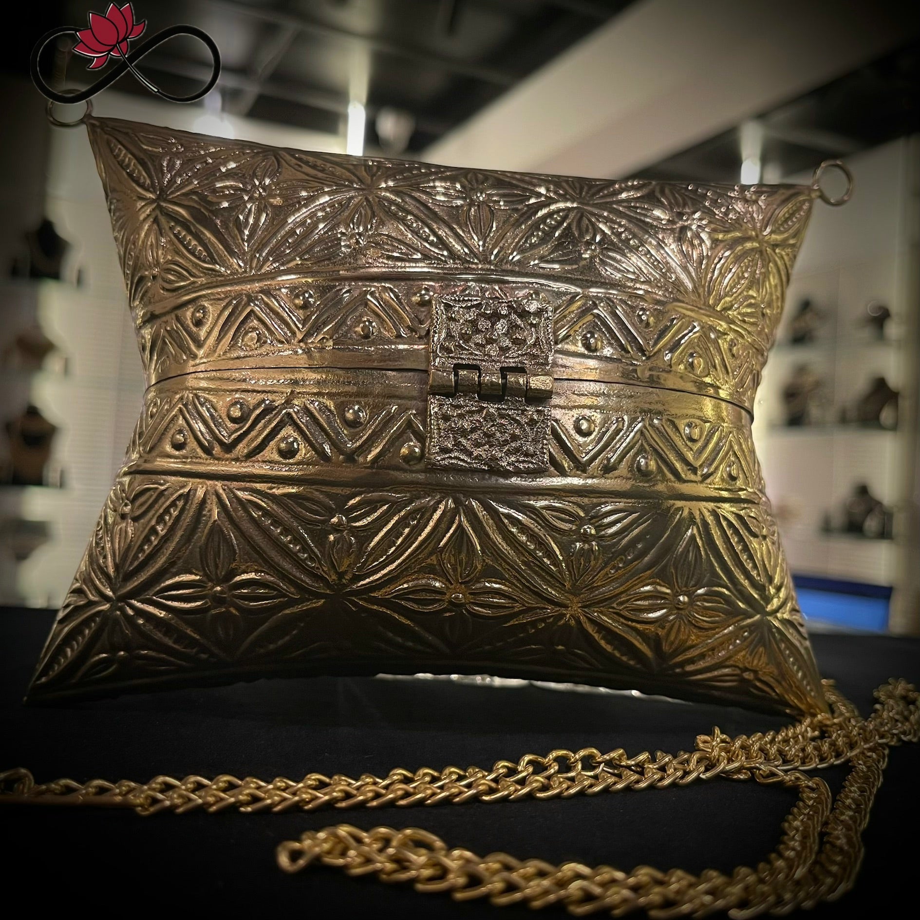 Timeless Golden Leaf Handcrafted Brass Clutch