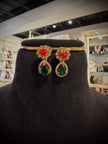 Orange Floral Stone Necklace Set