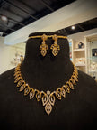 Elegant Leaf CZ Short Necklace Set