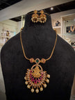 Lakshmi Ruby Pearldrop Necklace Set